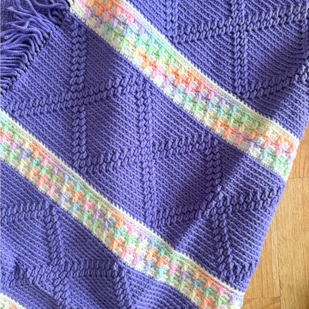 Purple and Multicolor Knit Quilt